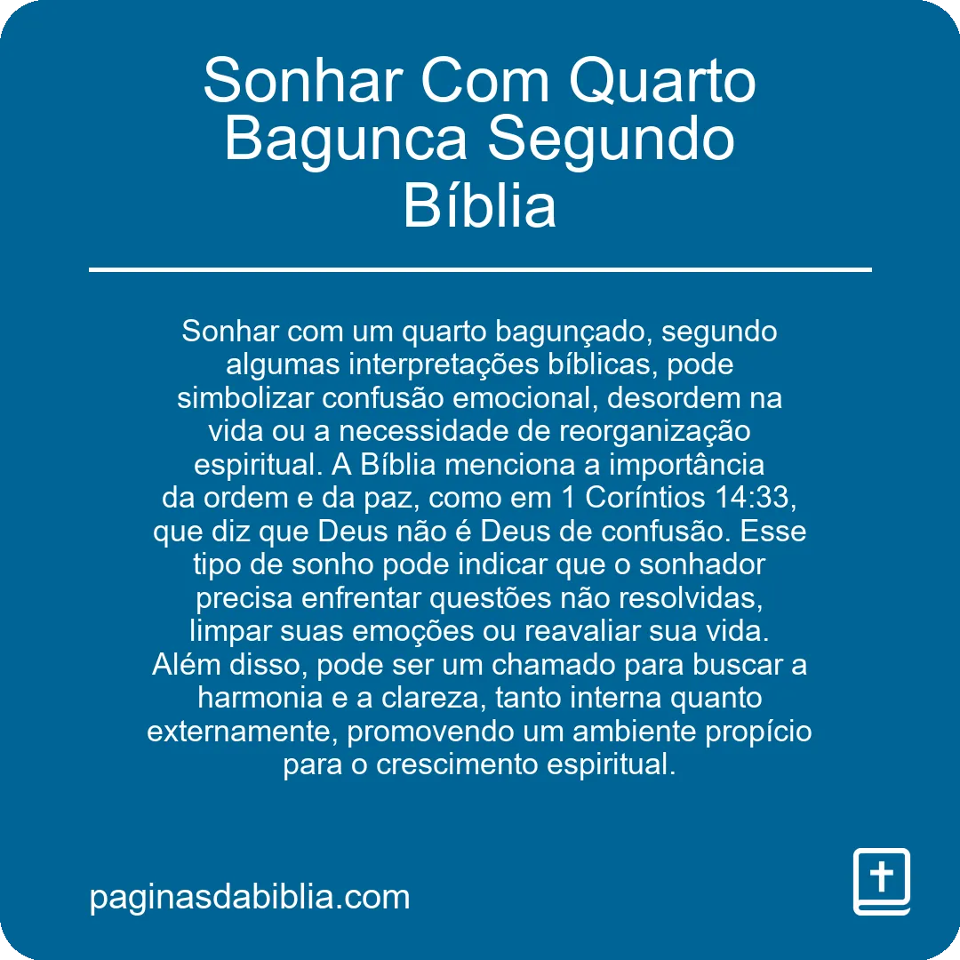 Sonhar Com Quarto Bagunca Segundo Bíblia