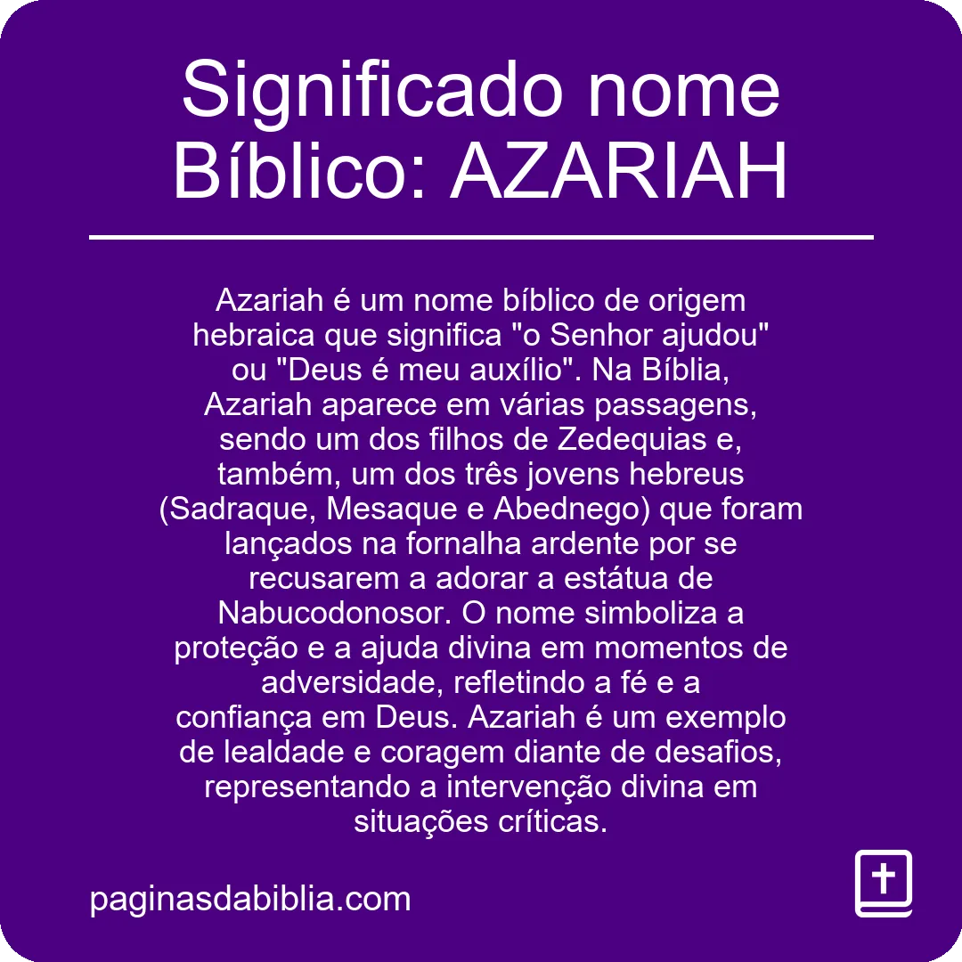 Significado nome Bíblico: AZARIAH