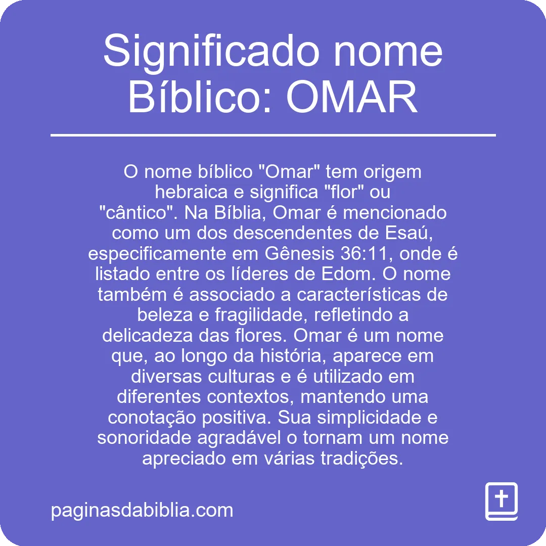 Significado nome Bíblico: OMAR