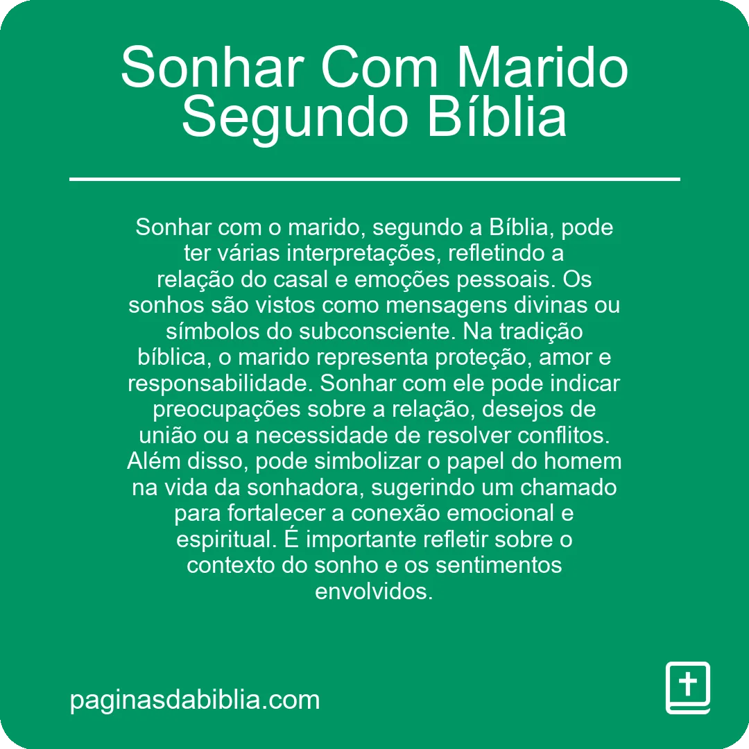 Sonhar Com Marido Segundo Bíblia