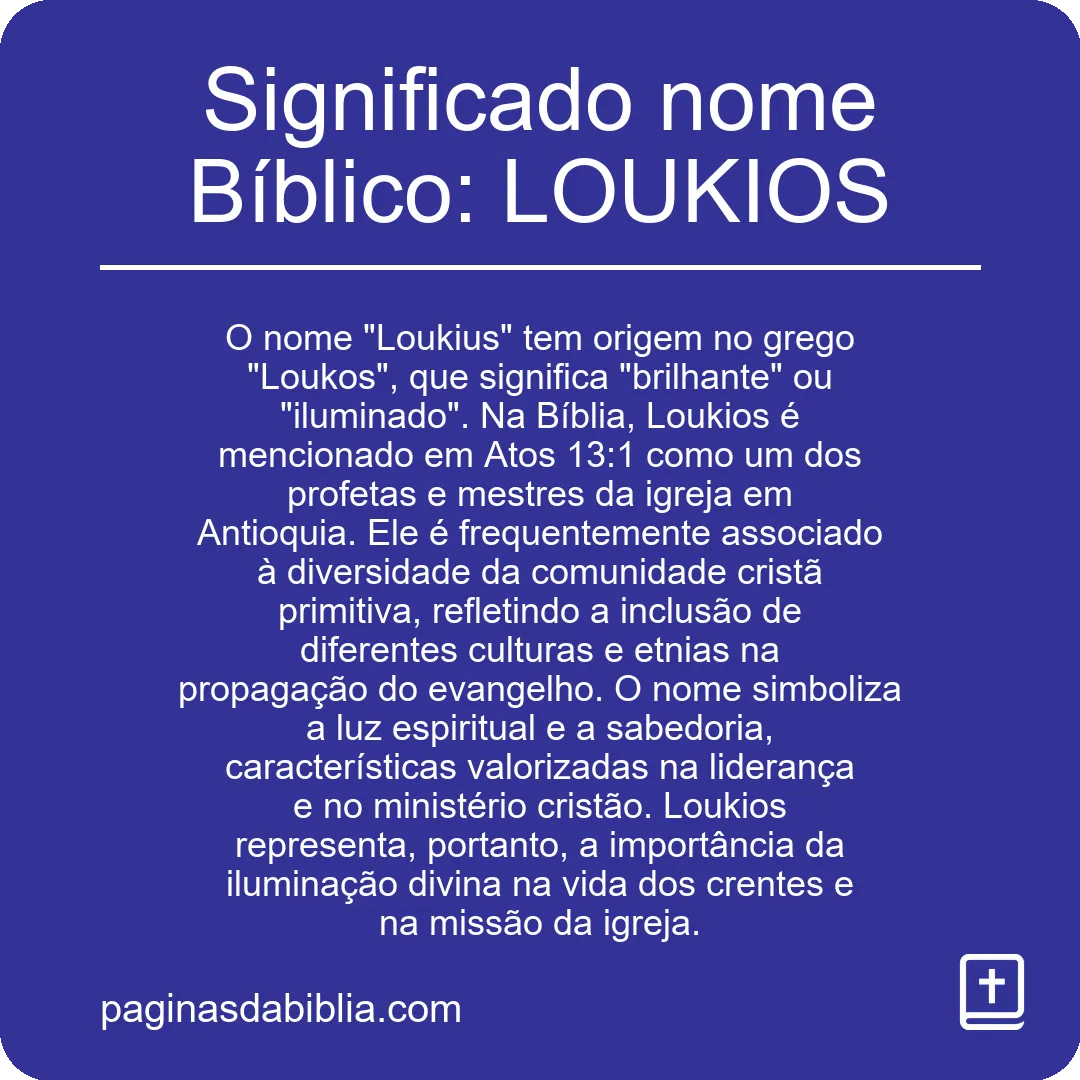 Significado nome Bíblico: LOUKIOS