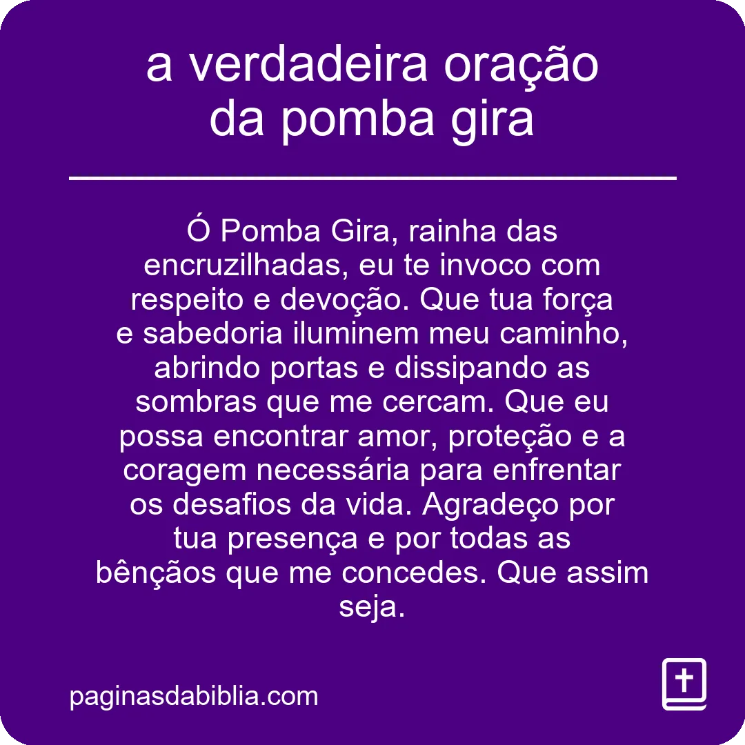 a verdadeira oração da pomba gira