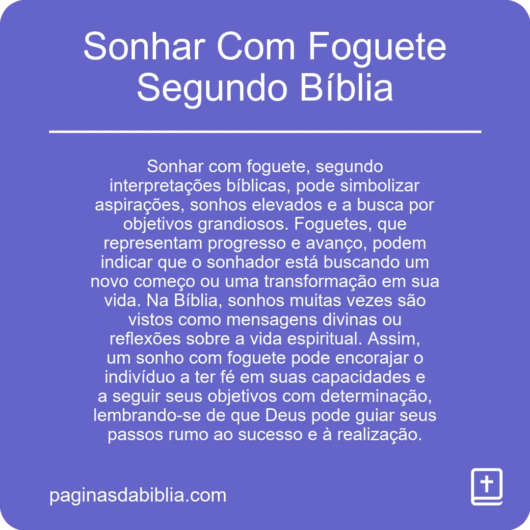 Sonhar Com Foguete Segundo Bíblia