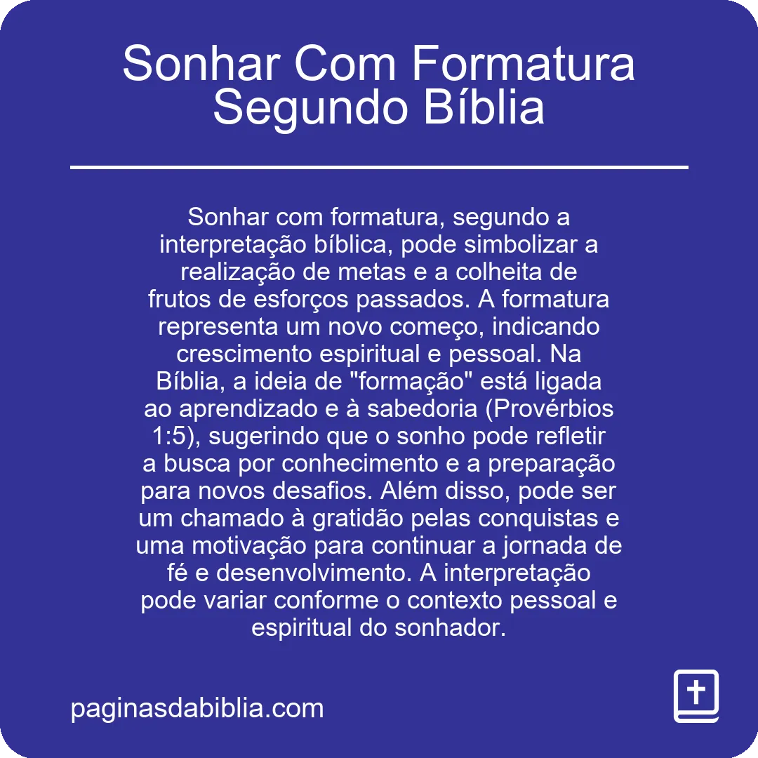 Sonhar Com Formatura Segundo Bíblia