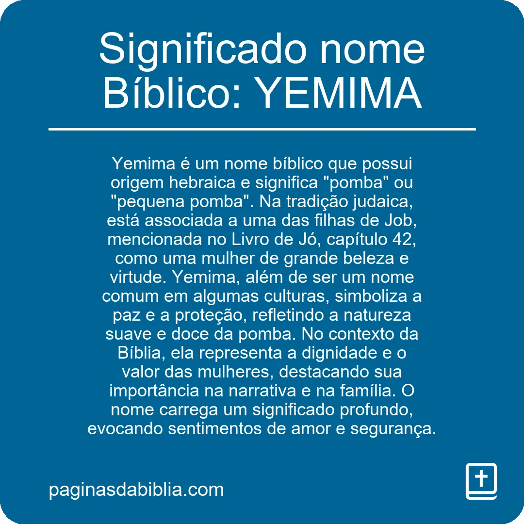 Significado nome Bíblico: YEMIMA