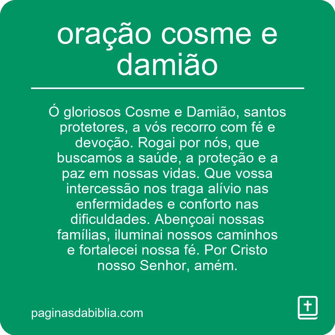 oração cosme e damião