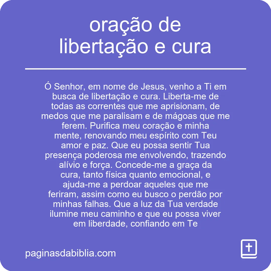 oração de libertação e cura