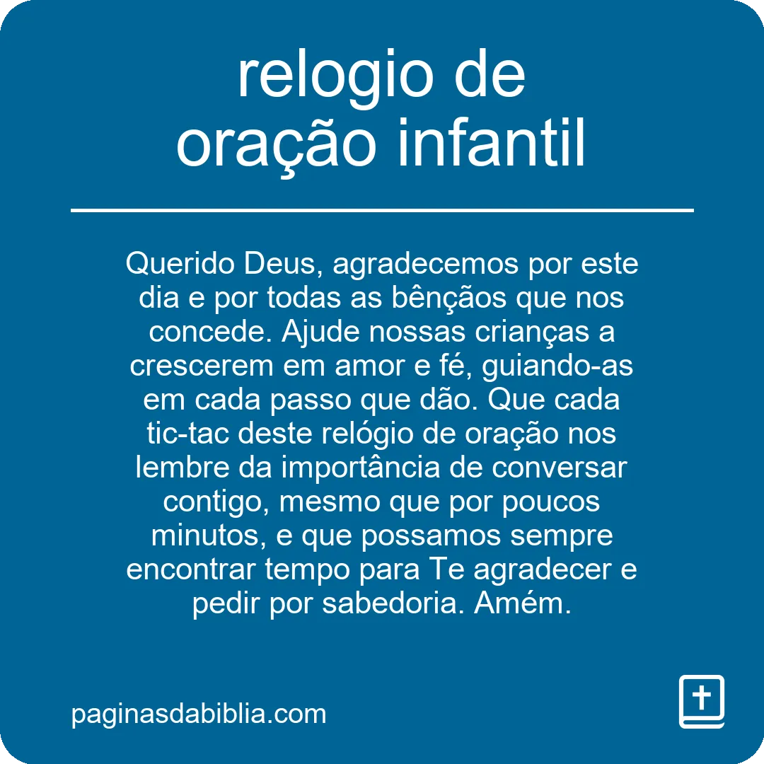 relogio de oração infantil