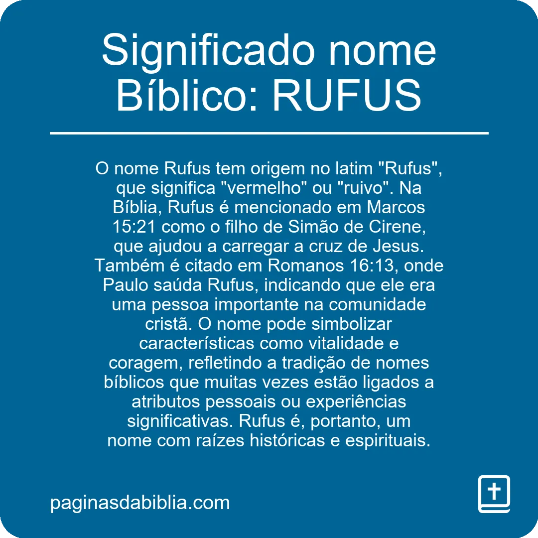 Significado nome Bíblico: RUFUS