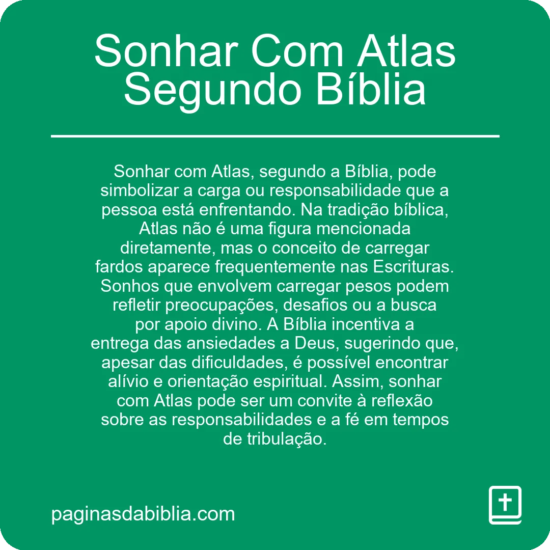 Sonhar Com Atlas Segundo Bíblia