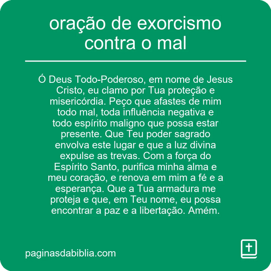 oração de exorcismo contra o mal