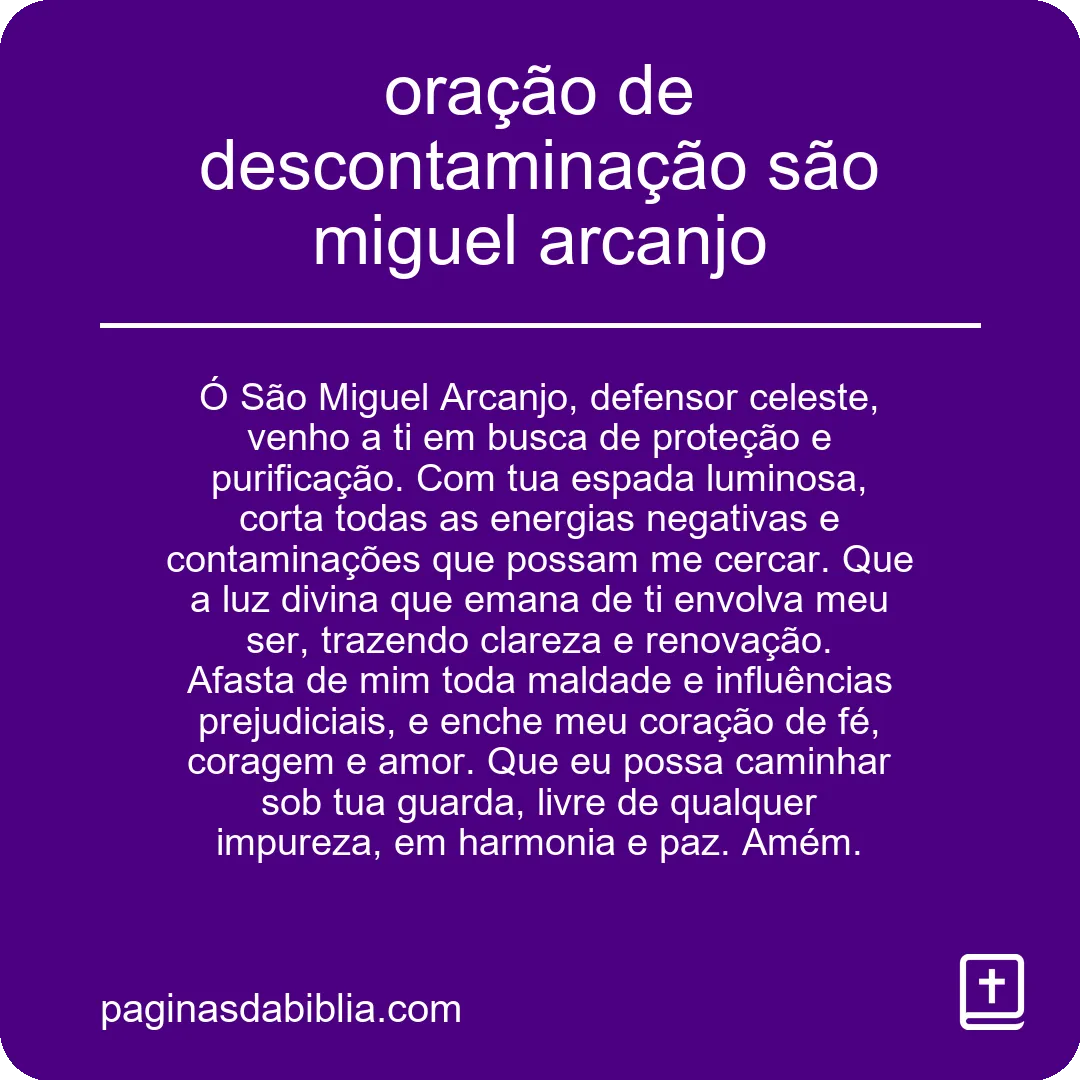 oração de descontaminação são miguel arcanjo