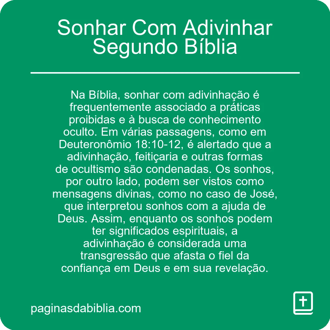 Sonhar Com Adivinhar Segundo Bíblia