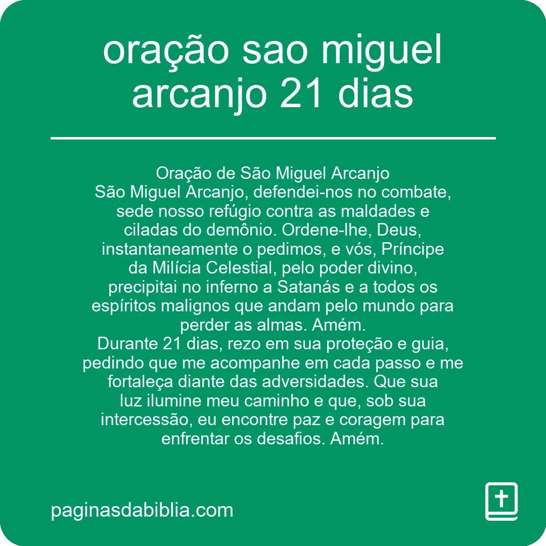 oração sao miguel arcanjo 21 dias