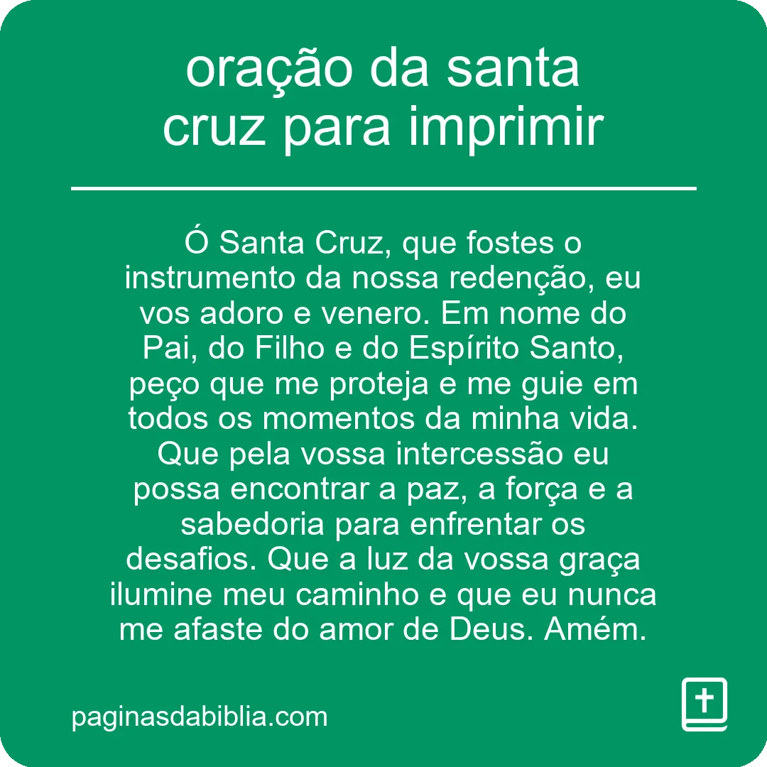 oração da santa cruz para imprimir