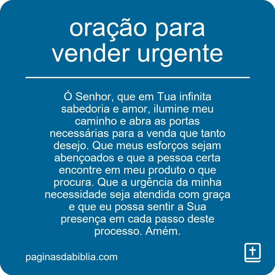 oração para vender urgente