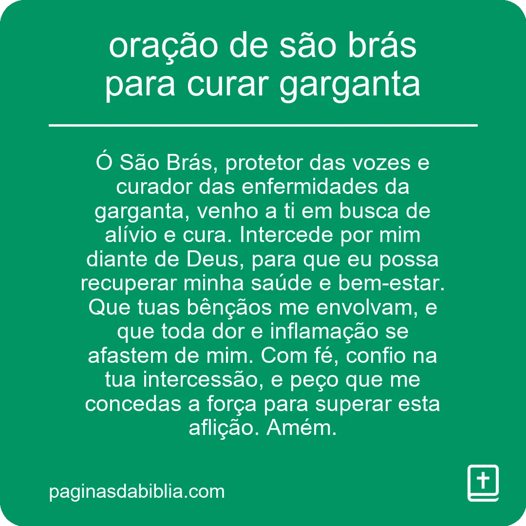 oração de são brás para curar garganta