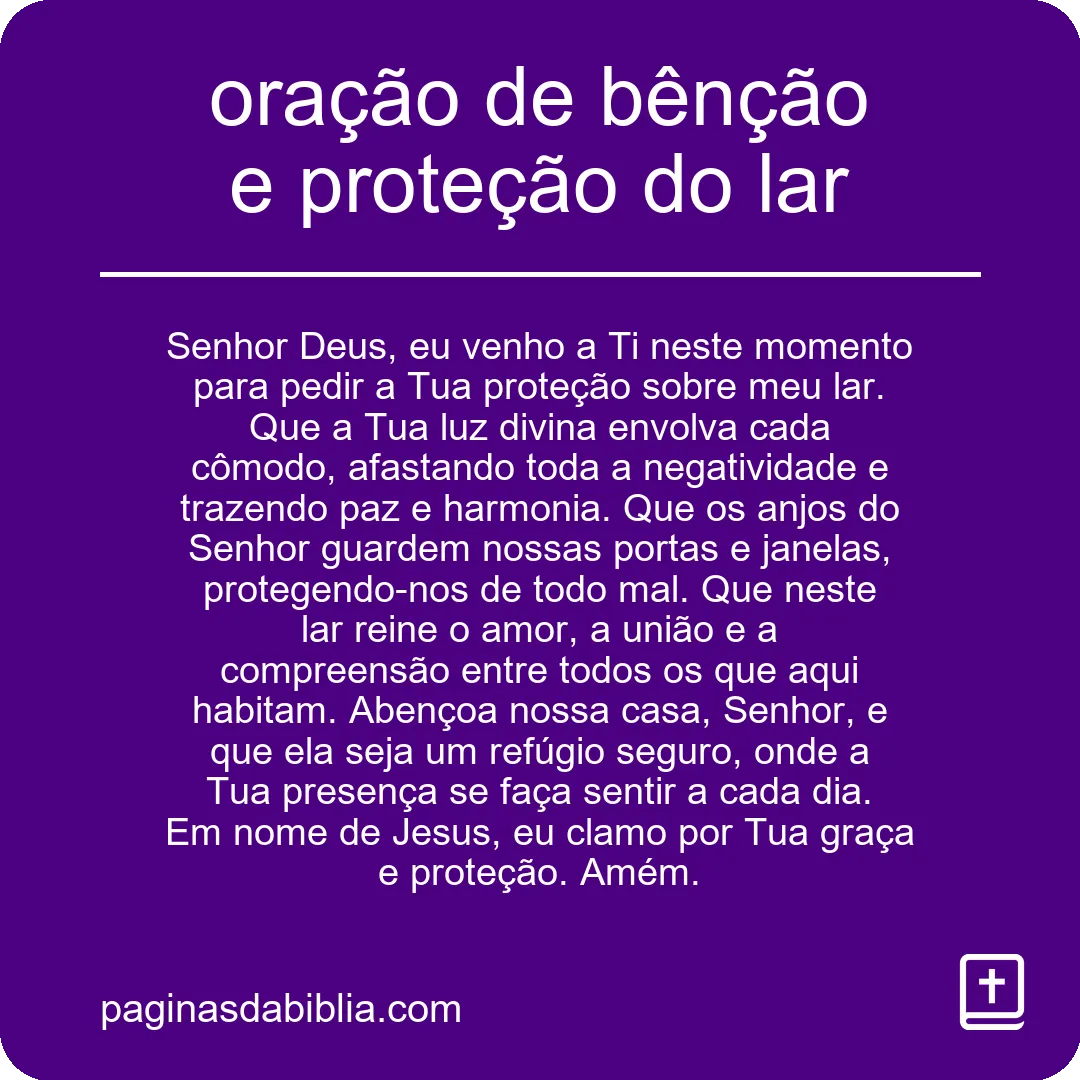 oração de bênção e proteção do lar