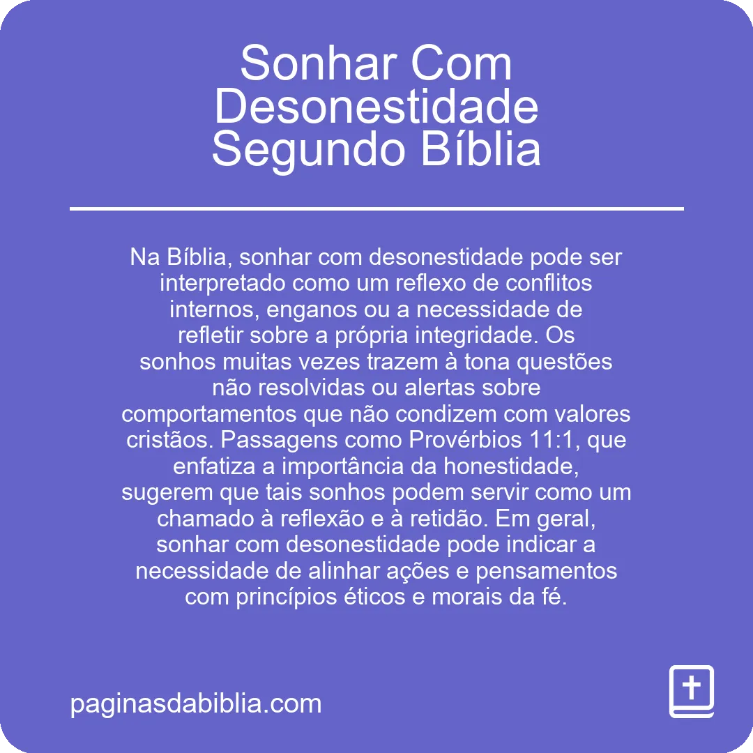 Sonhar Com Desonestidade Segundo Bíblia