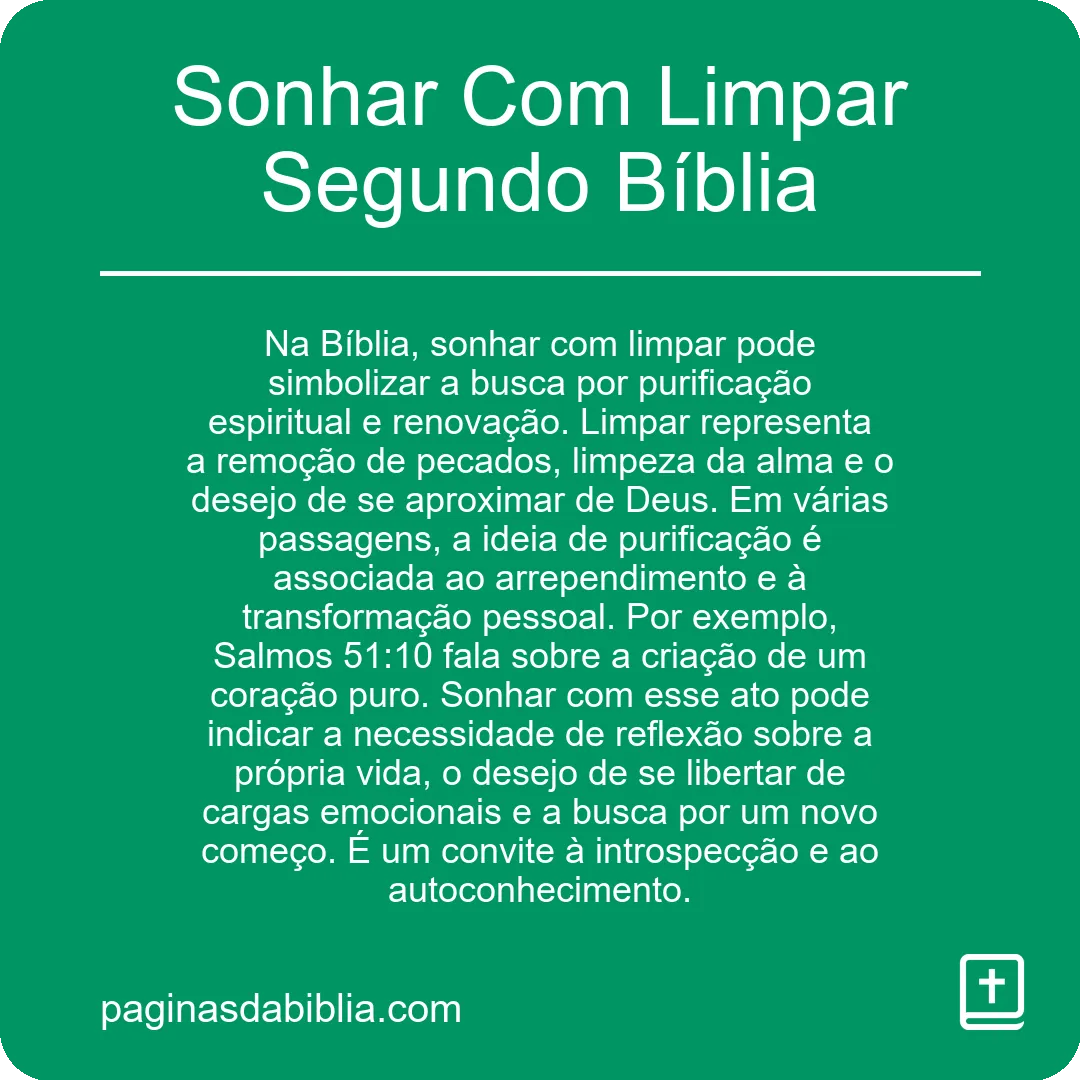 Sonhar Com Limpar Segundo Bíblia