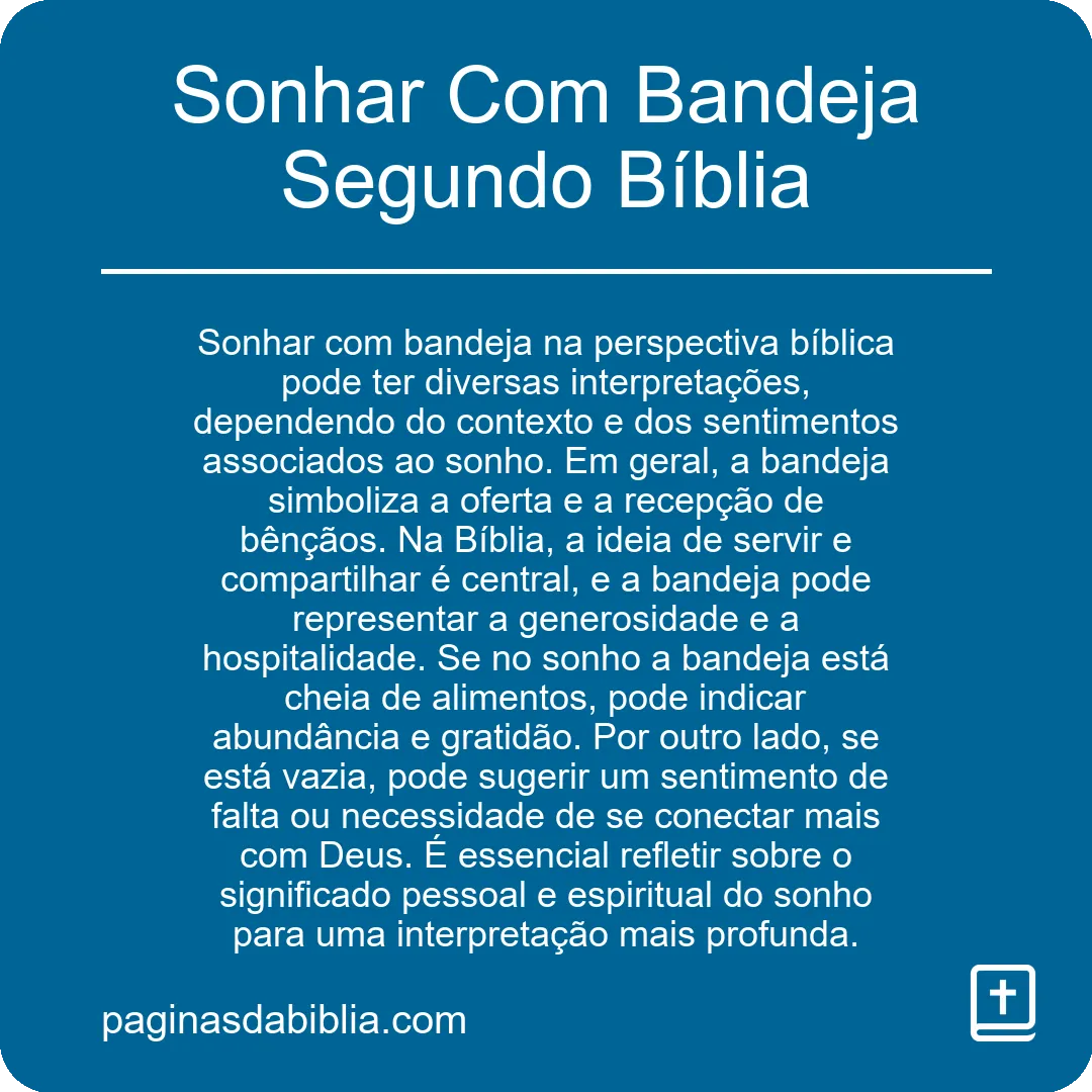 Sonhar Com Bandeja Segundo Bíblia