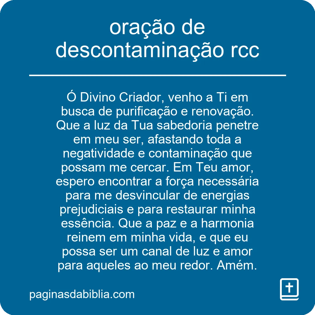 oração de descontaminação rcc