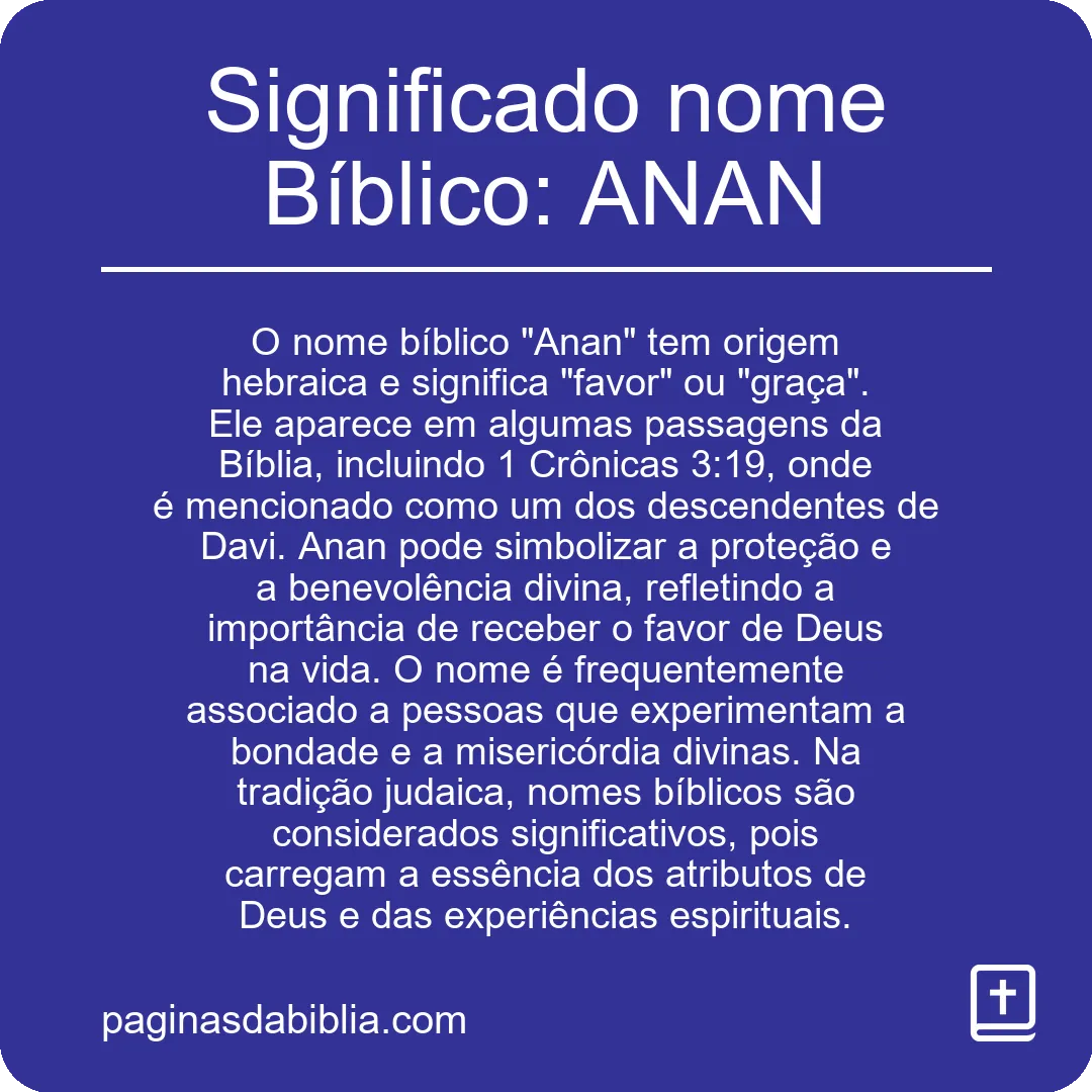 Significado nome Bíblico: ANAN