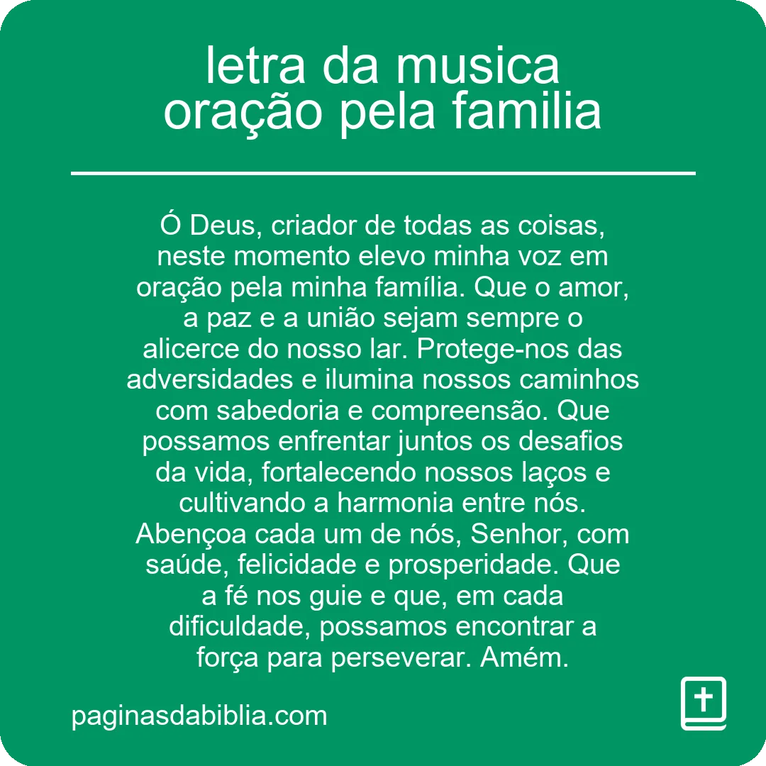 letra da musica oração pela familia