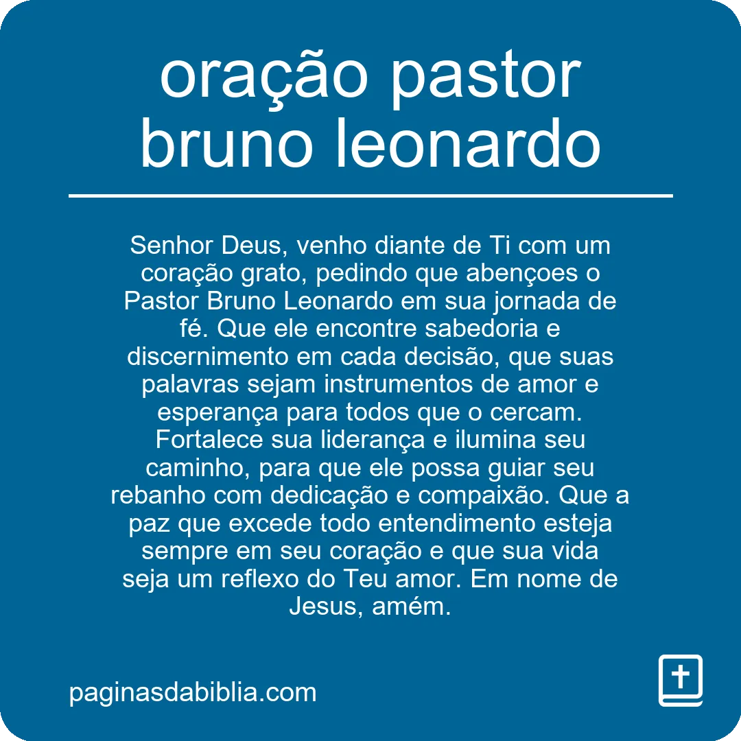 oração pastor bruno leonardo