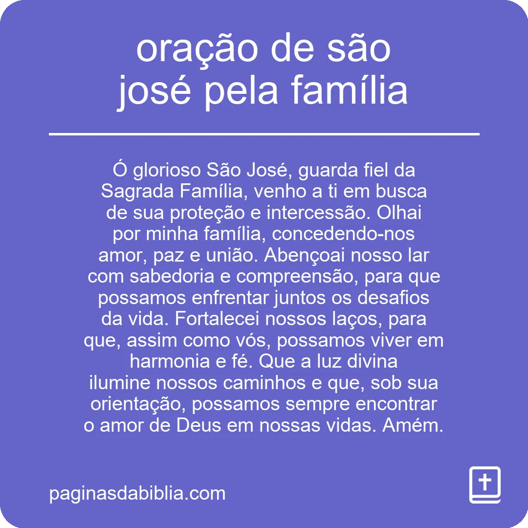 oração de são josé pela família