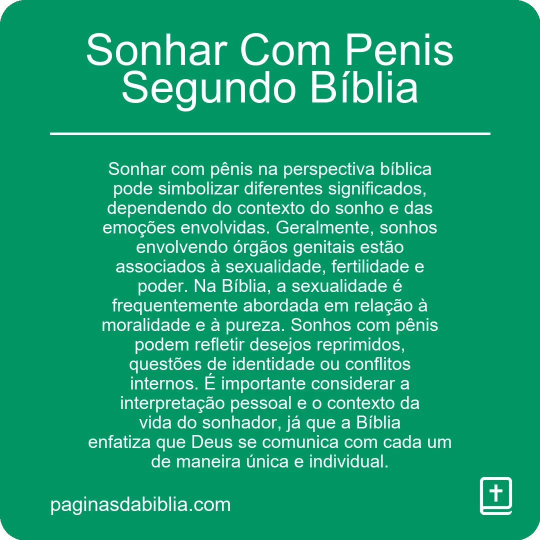 Sonhar Com Penis Segundo Bíblia