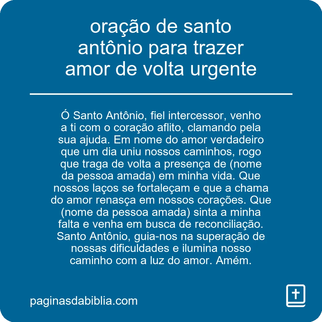 oração de santo antônio para trazer amor de volta urgente