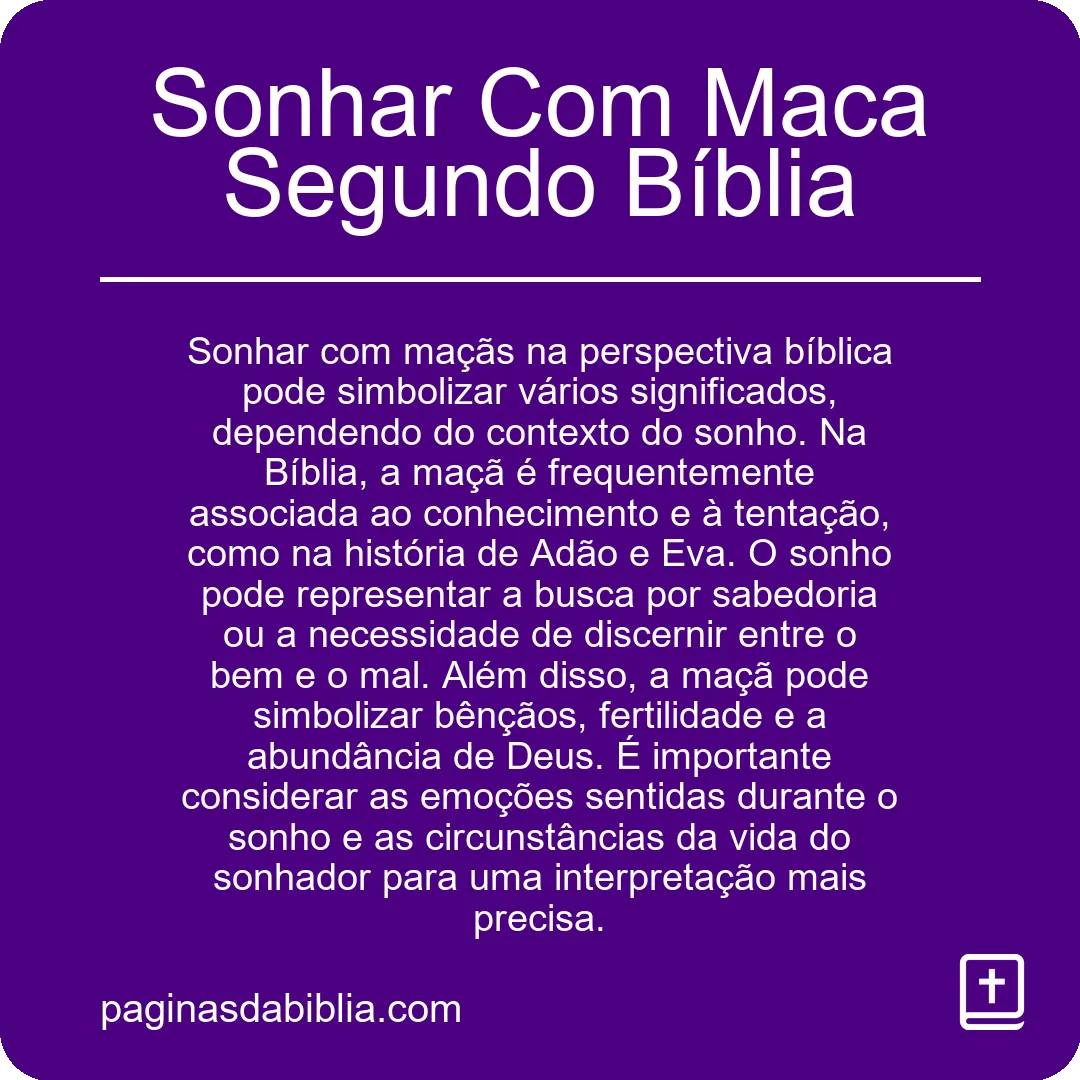 Sonhar Com Maca Segundo Bíblia