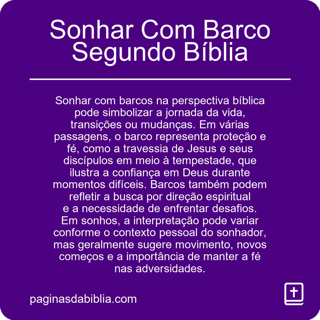 Sonhar Com Barco Segundo Bíblia