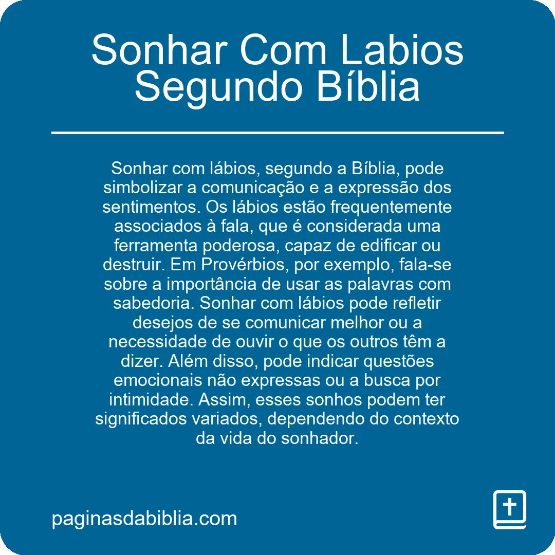 Sonhar Com Labios Segundo Bíblia