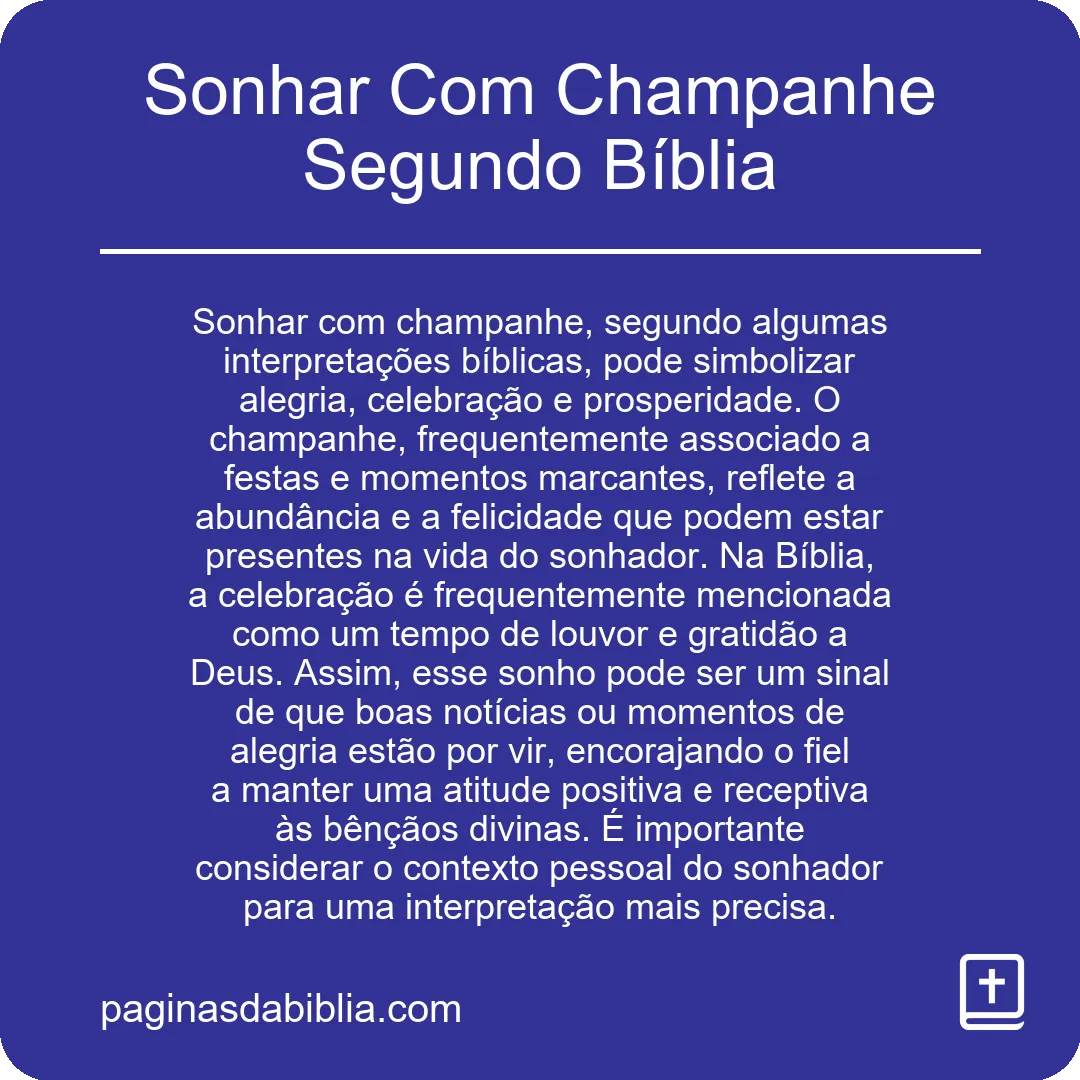 Sonhar Com Champanhe Segundo Bíblia