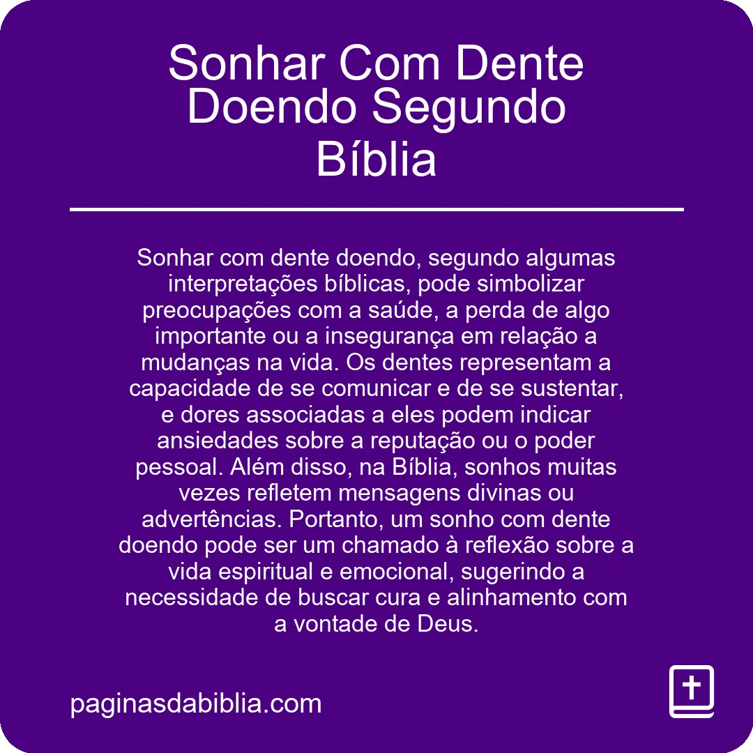 Sonhar Com Dente Doendo Segundo Bíblia