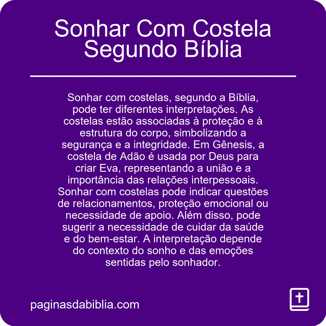 Sonhar Com Costela Segundo Bíblia