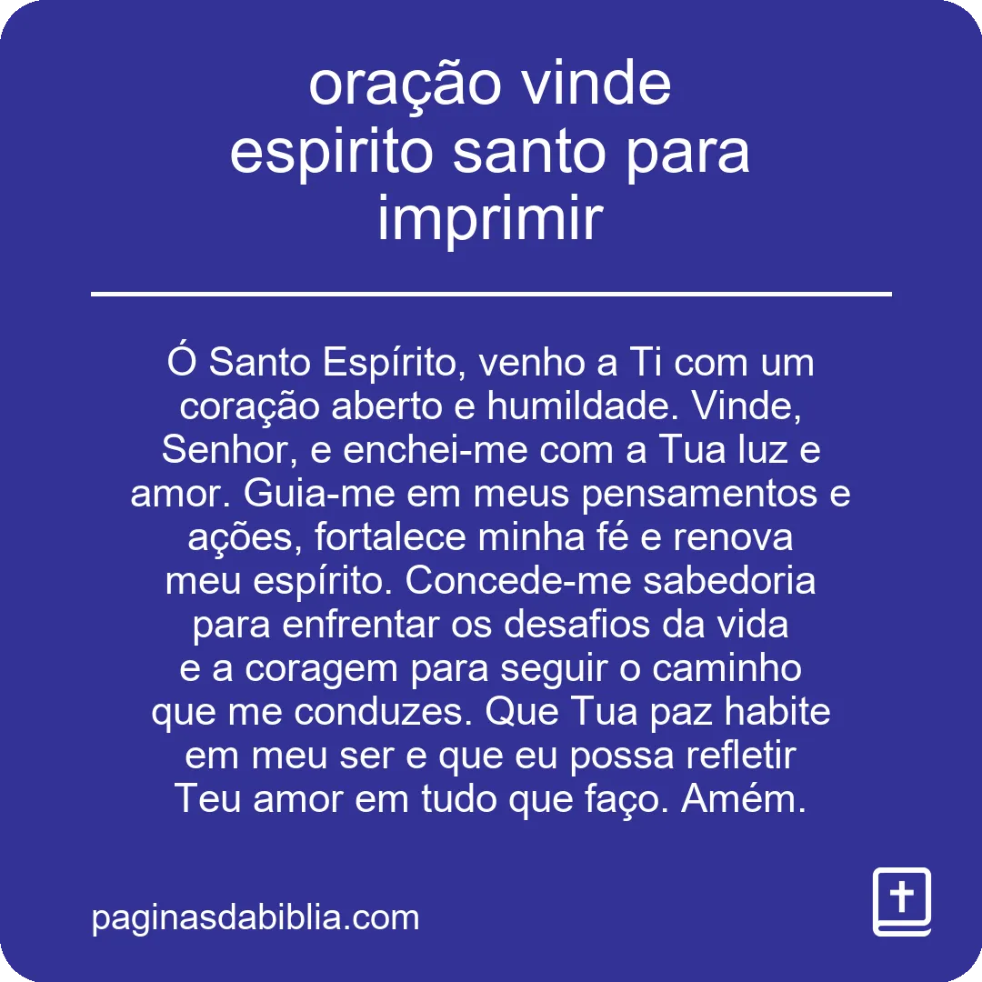 oração vinde espirito santo para imprimir