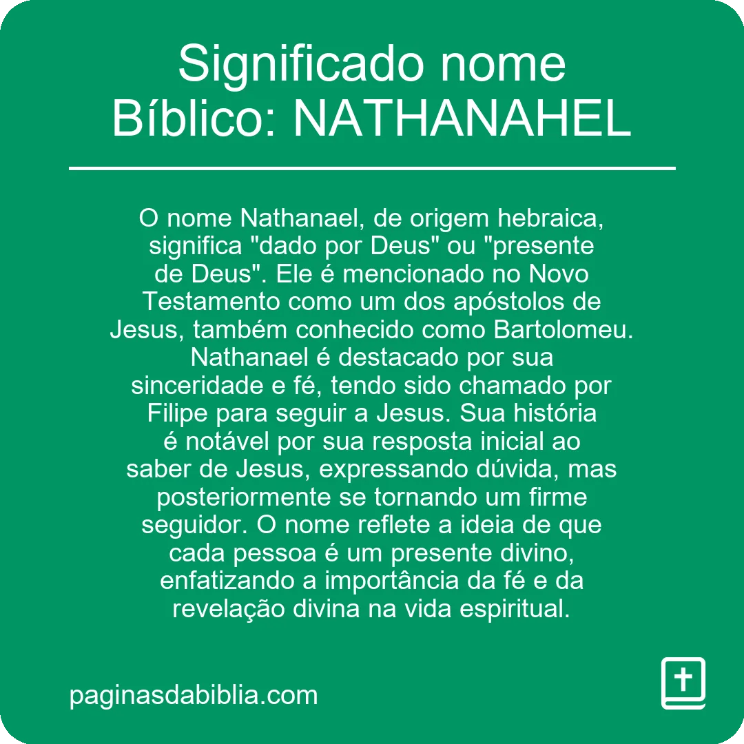 Significado nome Bíblico: NATHANAHEL