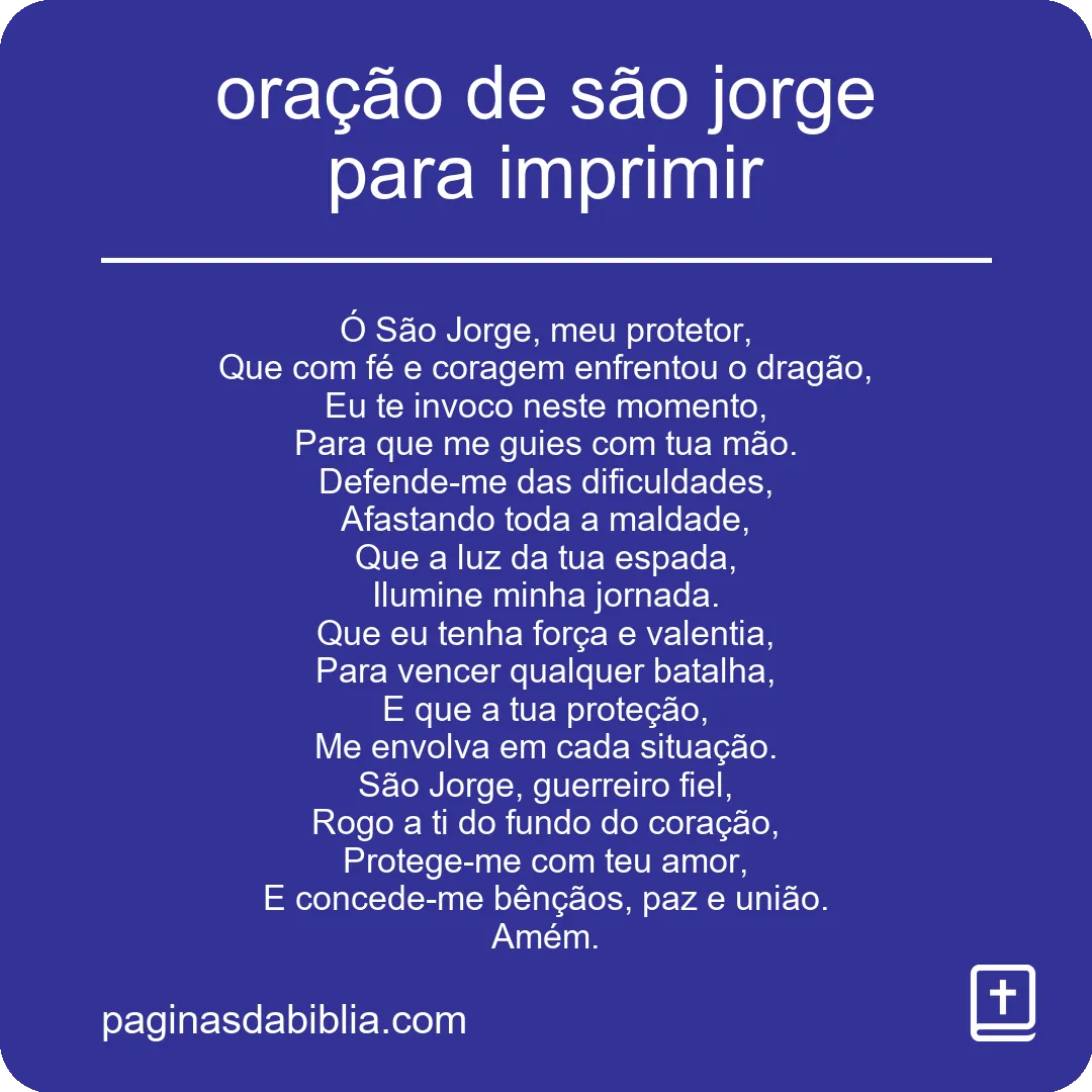 oração de são jorge para imprimir