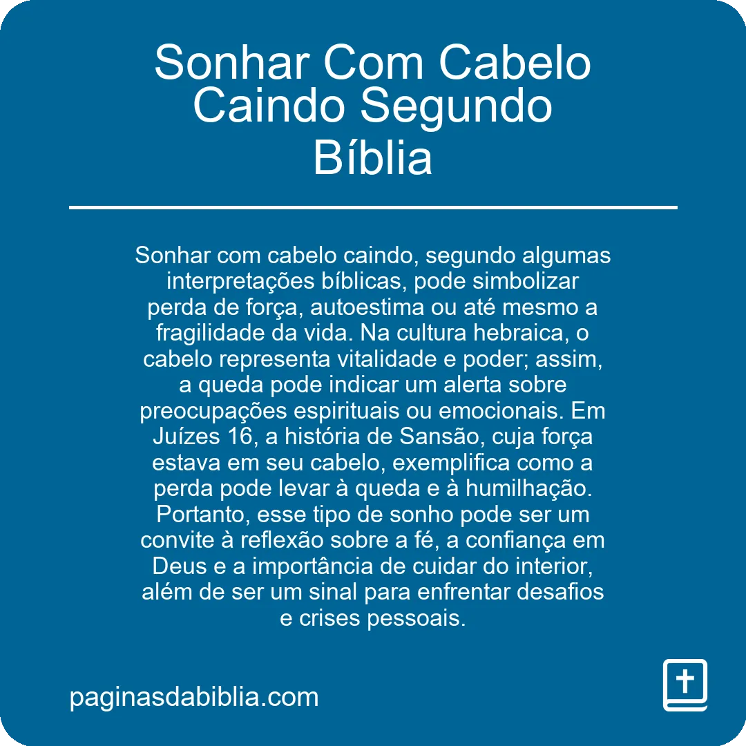 Sonhar Com Cabelo Caindo Segundo Bíblia