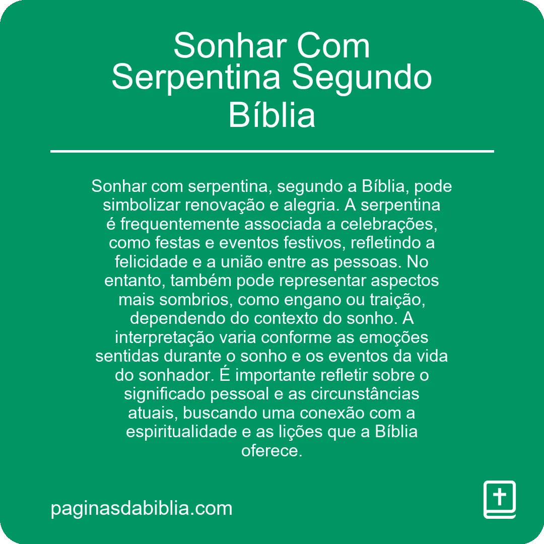 Sonhar Com Serpentina Segundo Bíblia