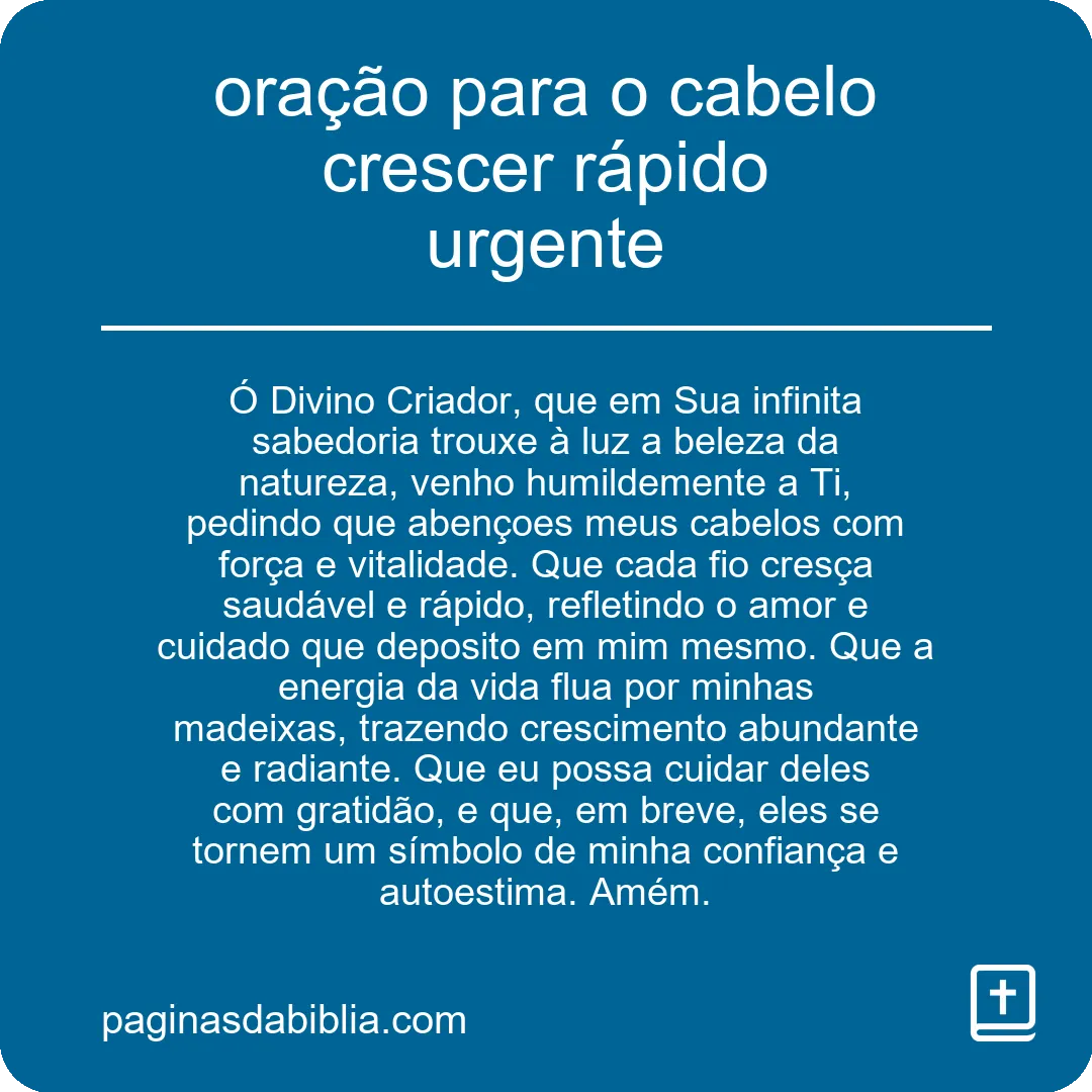 oração para o cabelo crescer rápido urgente