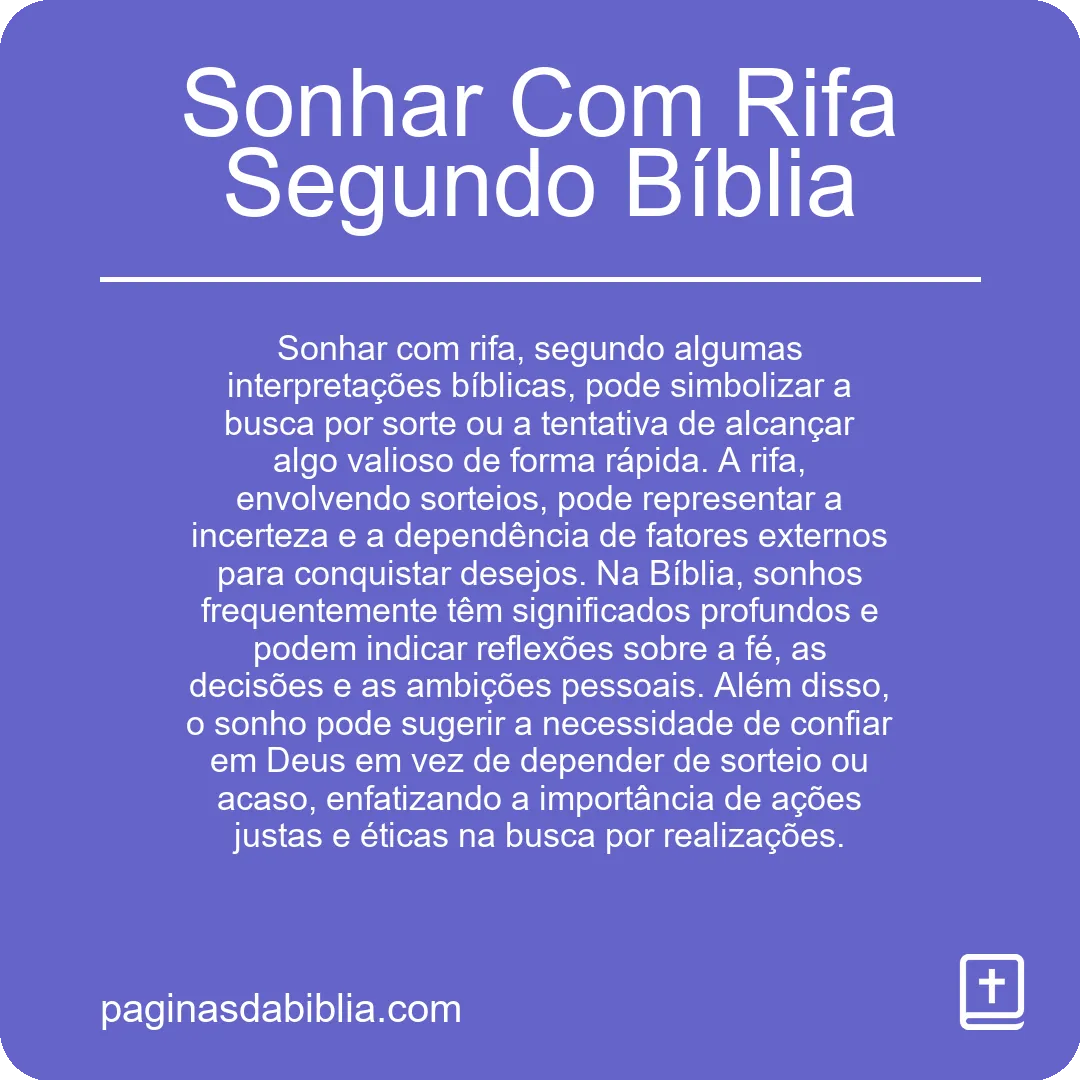 Sonhar Com Rifa Segundo Bíblia