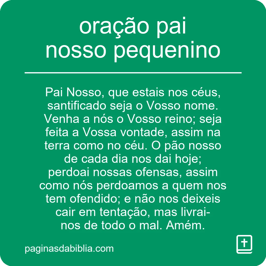 oração pai nosso pequenino