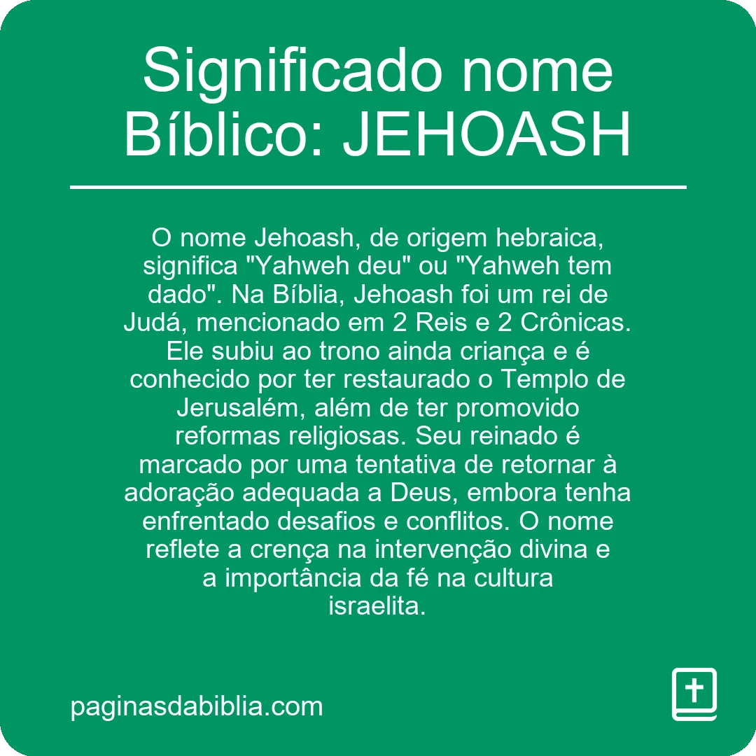 Significado nome Bíblico: JEHOASH