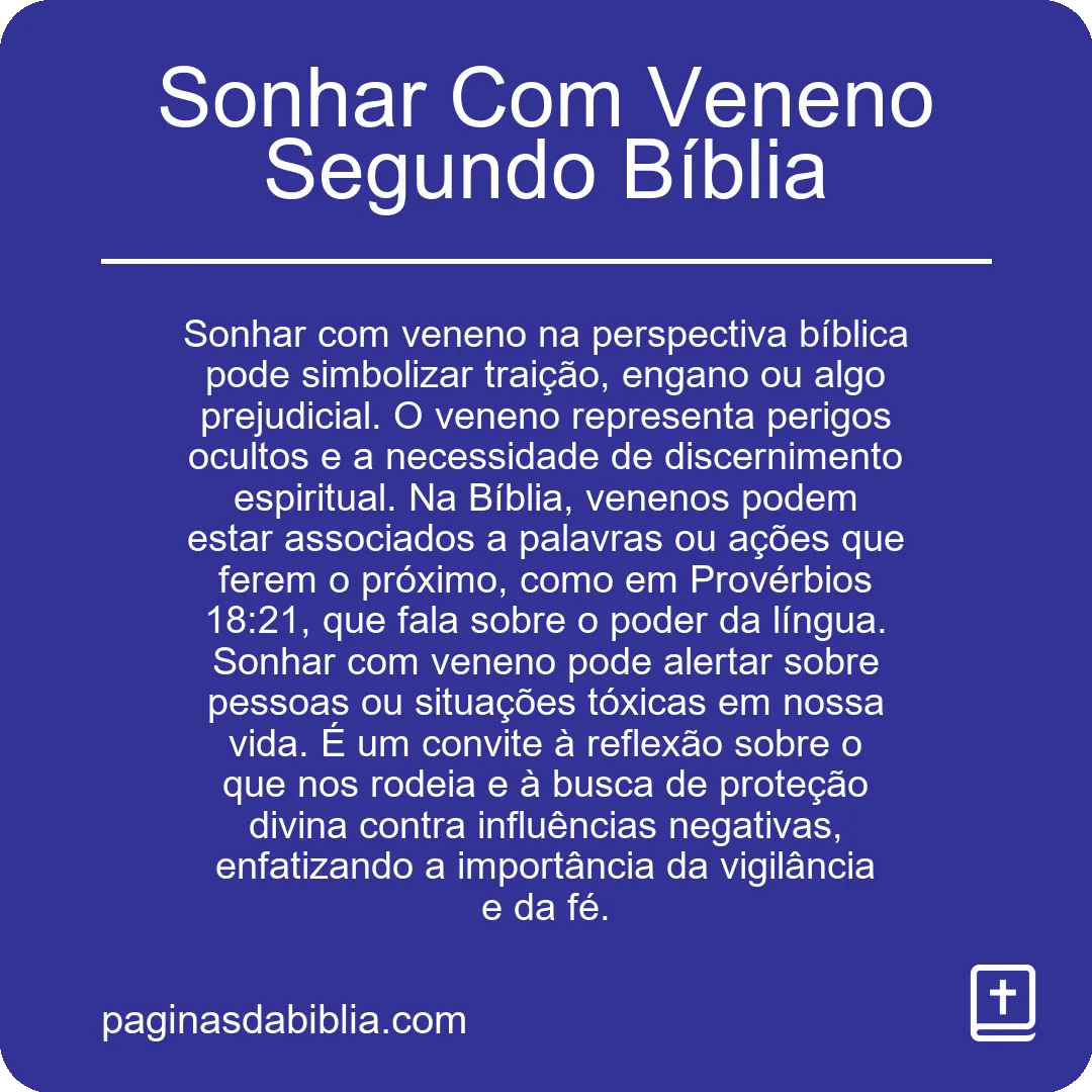 Sonhar Com Veneno Segundo Bíblia