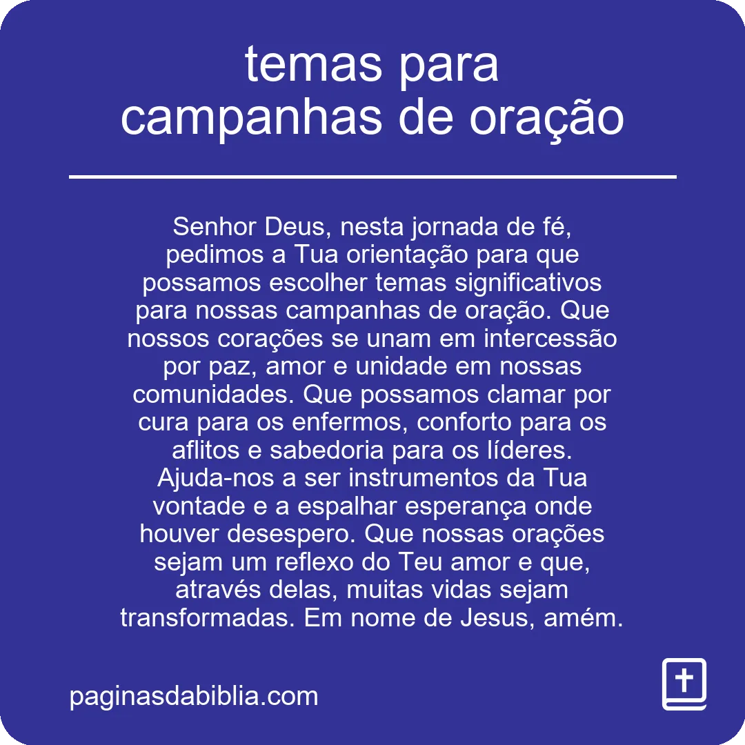 temas para campanhas de oração