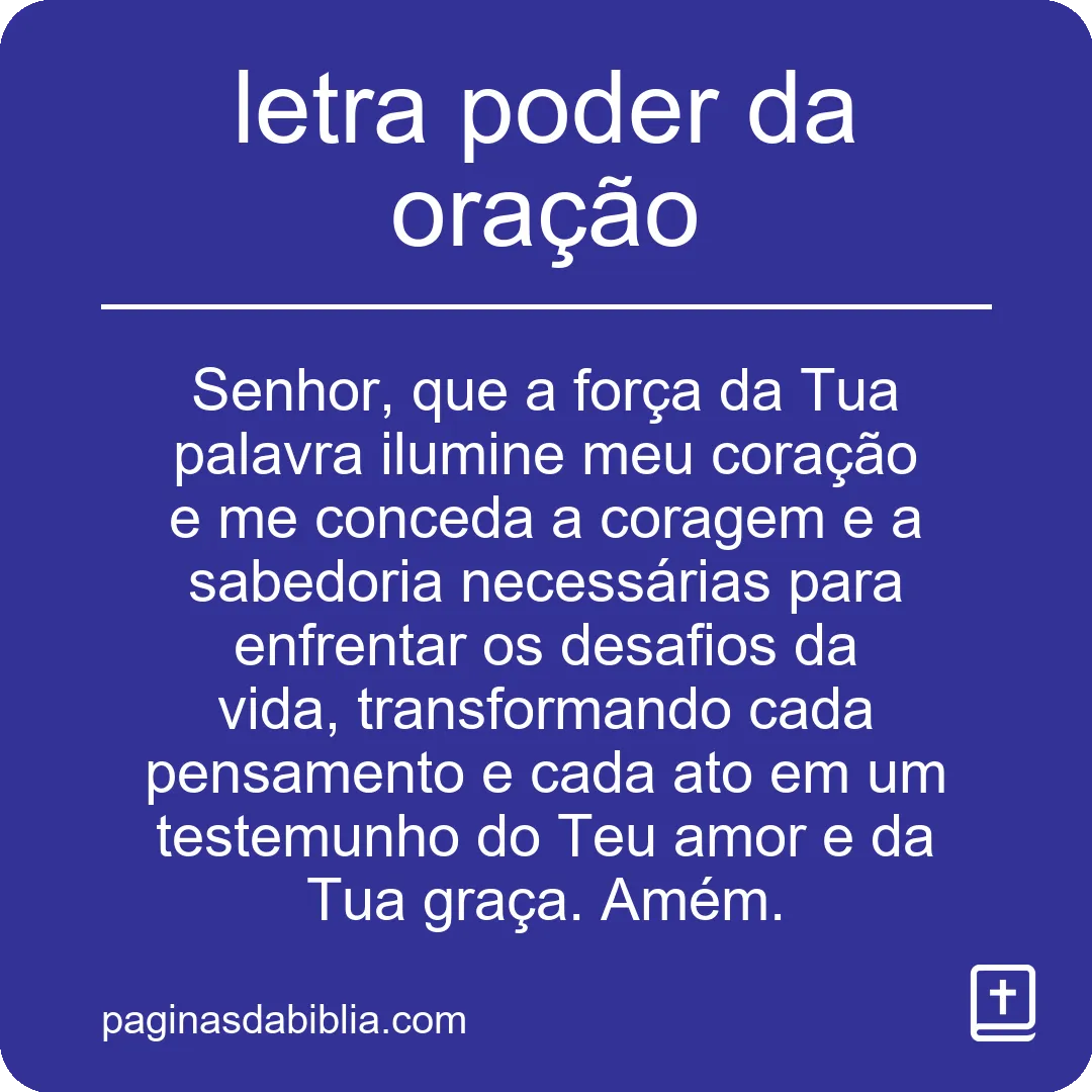 letra poder da oração